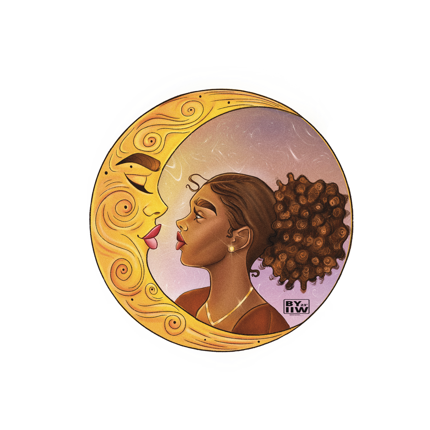 African American Girl Illustration With Tarot Moon Tote Bag