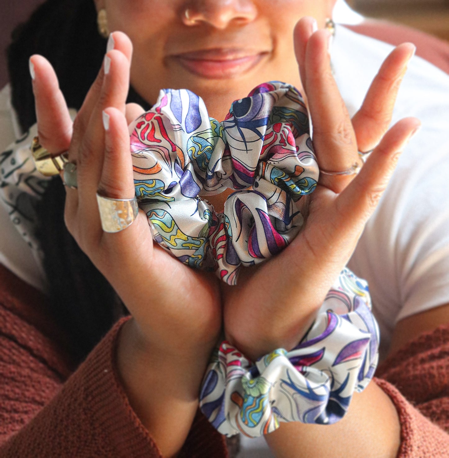 Satin Scrunchie – Handmade Hair Tie | Wrapped in Iris "Portals"