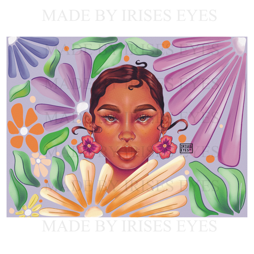 Bloom – 8x10 Art Print | African American Floral Illustration | Colorful Wall Art