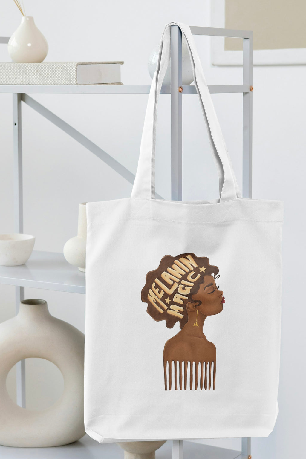 Melanin Magic Black Girl Illustration Tote Bag