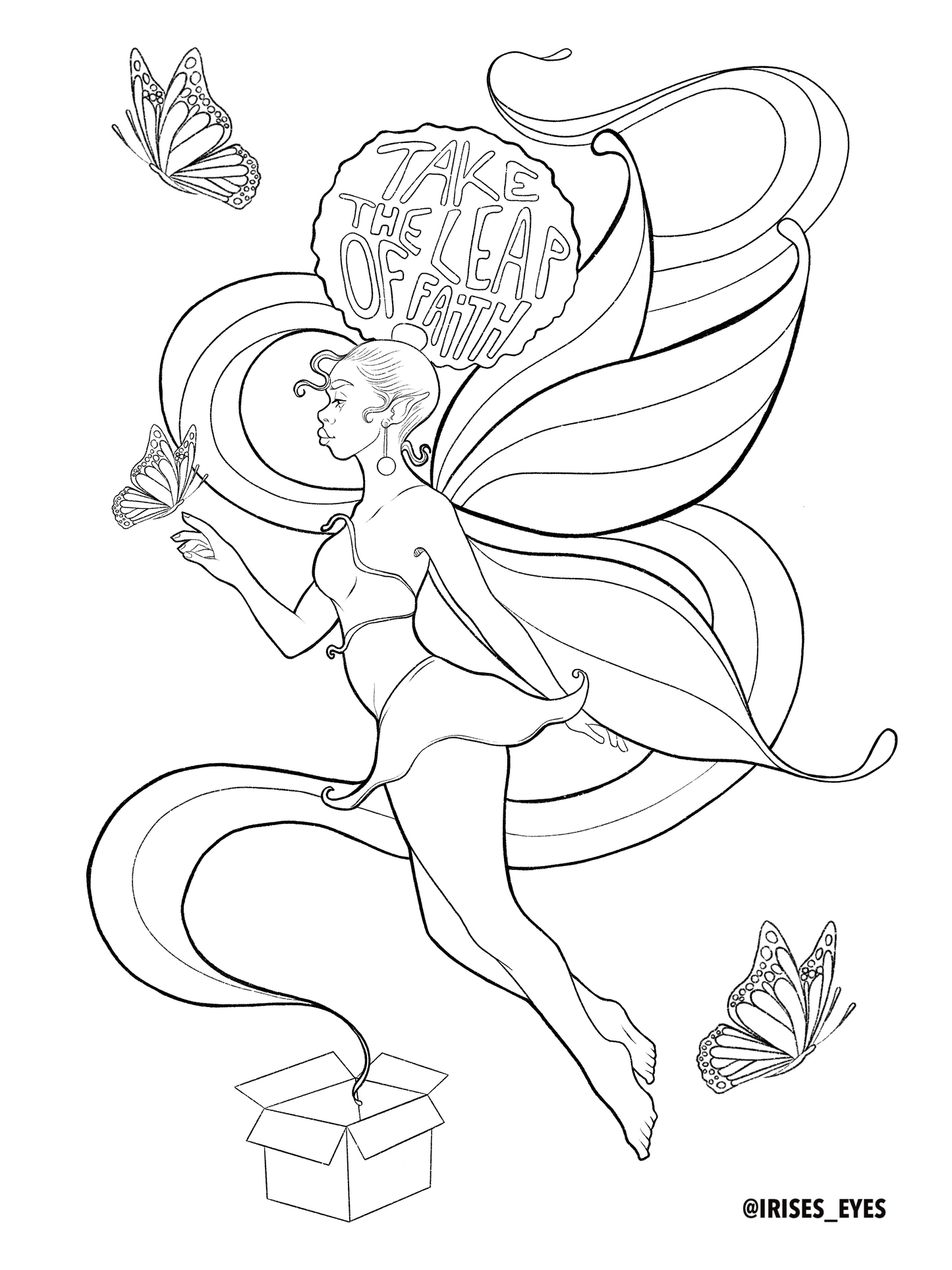 African American Woman Digital Coloring Sheet