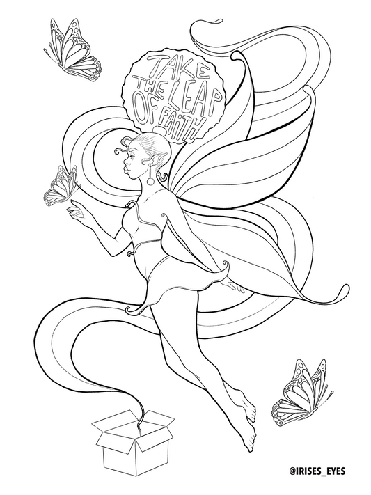 African American Woman Digital Coloring Sheet