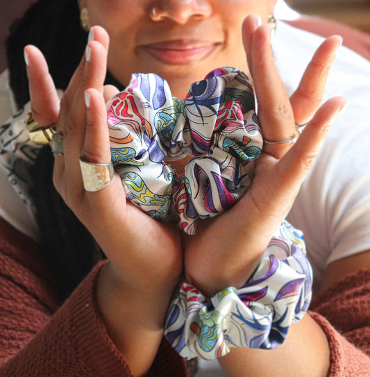 Satin Scrunchie – Handmade Hair Tie | Wrapped in Iris "Portals"