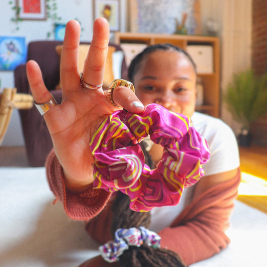 Pink Satin Scrunchie – Handmade Hair Tie for All Hair Types | Wrapped in Iris