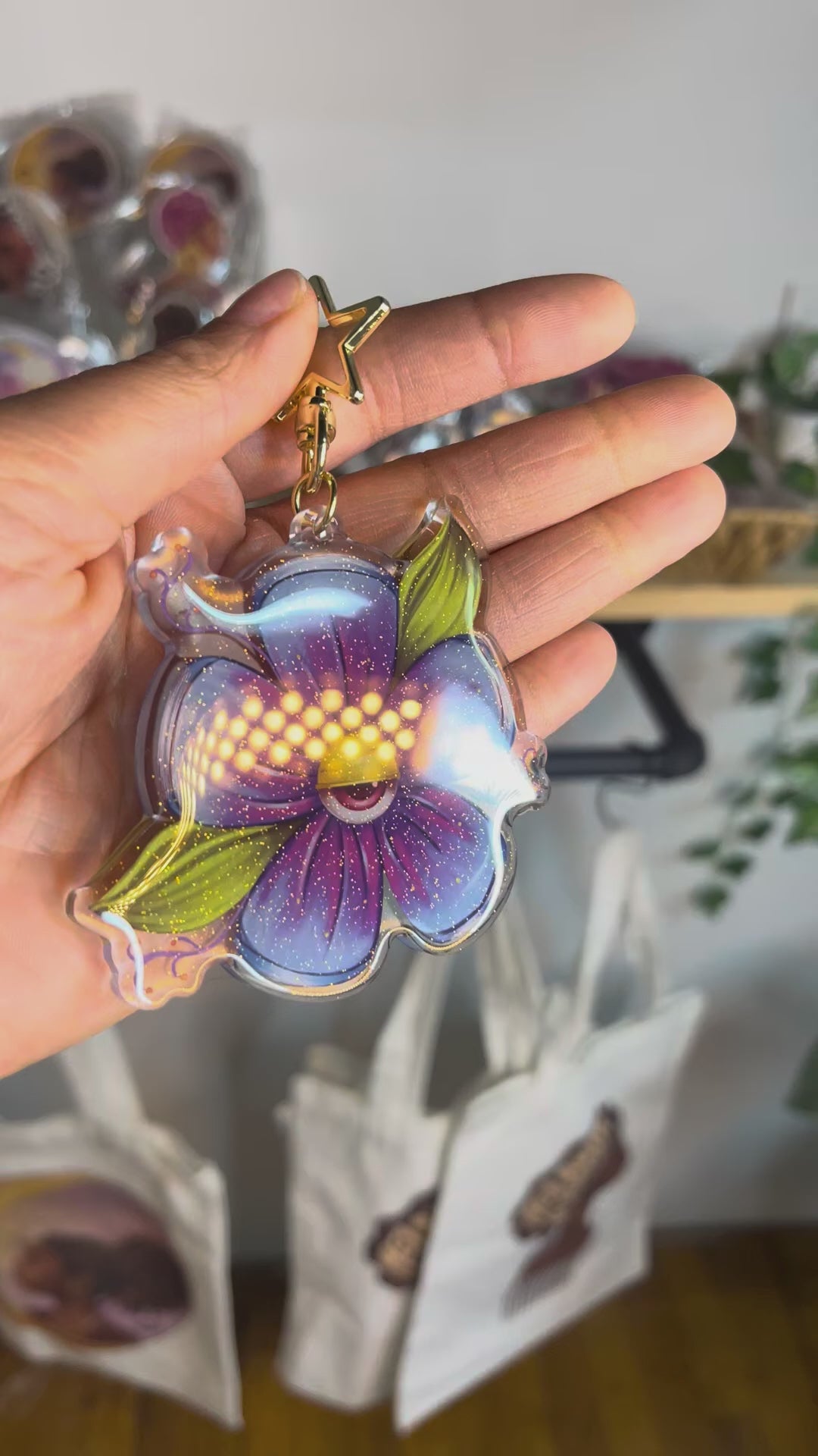 Protected Bloom Evil Eye Flower Acrylic Keychain | Pink & Blue